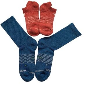 Bombas All-Purpose Performance Ankle&Calf Sock Bundle WOMEN L Orange Turquoise